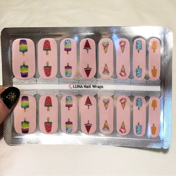 New Pair of Nail Wraps - Purple Watercolor & Popsicles - Picture 2 of 8